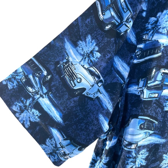Puritan 100% Rayon "Moonlight Chevy" Print Front Pocket Hawaiian Camp Shirt 2XL - Picture 7 of 13